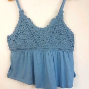 New Eyeshadow Blue Crochet Boho Camisole Tank Top